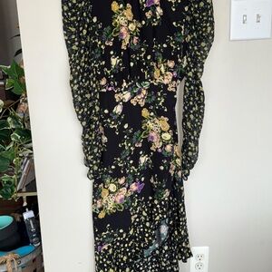 For Love And Lemons Black Floral Asymmetrical Dress